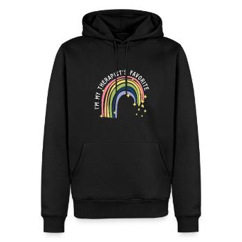 I'm My Therapist's Favorite Funny Psychologist - Men’s Premium Organic Hoodie - black - Front - Nico (187cm)