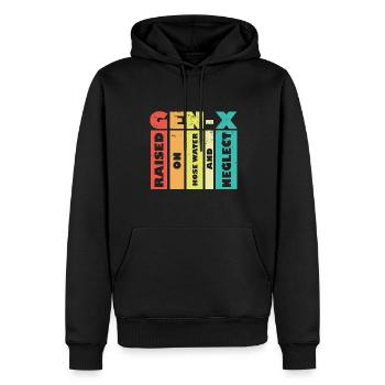 Drôles de baby-boomers de la génération X élevés sur l’eau du tuyau et - Sweat à capuche Premium bio Homme - noir - Devant - Nico (187cm)