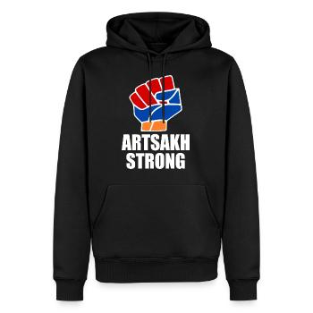 Artsakh strong - Sweat à capuche Premium bio Homme - noir - Devant - Nico (187cm)