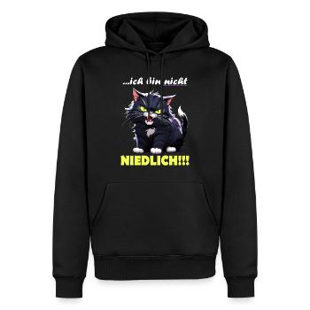 Ich bin nicht NIEDLICH - Männer Premium Bio Hoodie - Schwarz - Vorne - Nico (187cm)