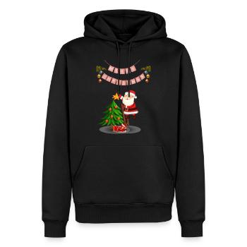 Joyeux Noël Père Noël - Sweat à capuche Premium bio Homme - noir - Devant - Nico (187cm)