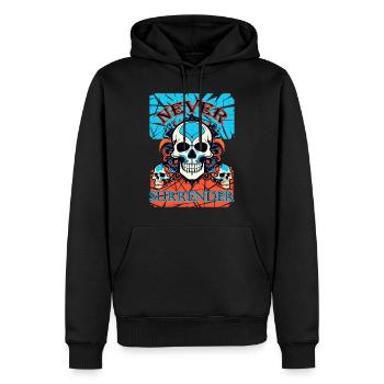 Never Surrender - Männer Premium Bio Hoodie - Schwarz - Vorne - Nico (187cm)