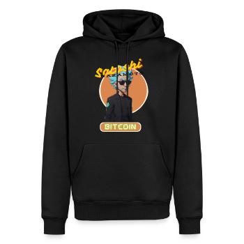 Satoshi Nakamoto - Männer Premium Bio Hoodie - Schwarz - Vorne - Nico (187cm)