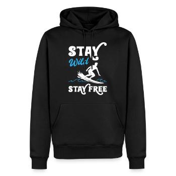 Stay Wild Stay Free Surfing - Männer Premium Bio Hoodie - Schwarz - Vorne - Nico (187cm)