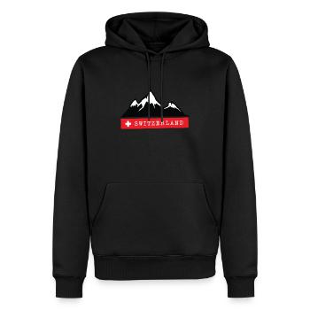 Montagnes suisses - Alpes suisses - Alpes - Sweat à capuche Premium bio Homme - noir - Devant - Nico (187cm)