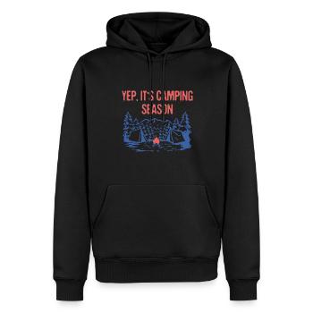 Oui c’est la saison de camping Camping Camping Camper Tropical - Sweat à capuche Premium bio Homme - noir - Devant - Nico (187cm)