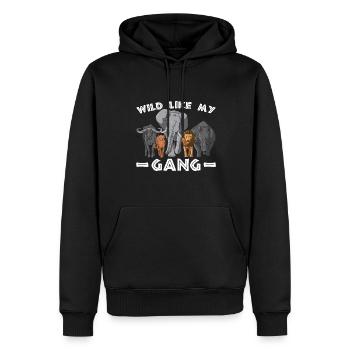 Courageux comme un lion gang animal animalier mode de vie - Sweat à capuche Premium bio Homme - noir - Devant - Nico (187cm)