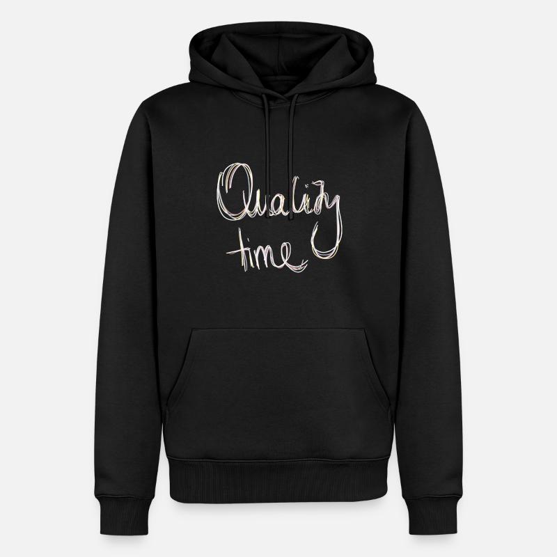 Temps de qualité Calligraphie Minimalisme - Sweat à capuche Premium bio Homme - noir