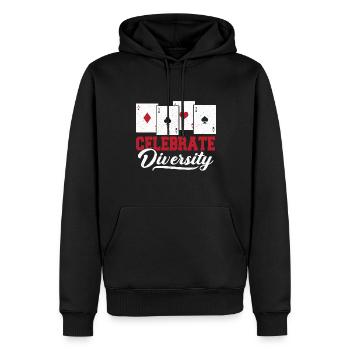 Celebrate Diversity Playing Cards Bluff Poker Card - Männer Premium Bio Hoodie - Schwarz - Vorne - Nico (187cm)