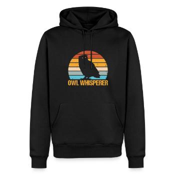 Hibou Whisperer Retro Birds De Prey Ornith - Sweat à capuche Premium bio Homme - noir - Devant - Nico (187cm)