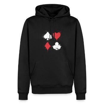 Vintage-Pokerspiel | Kartenspieler - Männer Premium Bio Hoodie - Schwarz - Vorne - Nico (187cm)