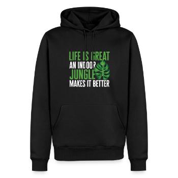 Monstera Deliciosa Albo Plante d’intérieur botanique - Sweat à capuche Premium bio Homme - noir - Devant - Nico (187cm)