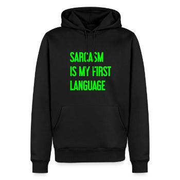 Sarkasmus-Profi - Männer Premium Bio Hoodie - Schwarz - Vorne - Nico (187cm)