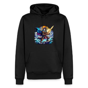 Guerrier intrépide Loutre avec épée - Sweat à capuche Premium bio Homme - noir - Devant - Nico (187cm)