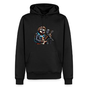 Faultier Mit Gitarre Und Mikrofon - Männer Premium Bio Hoodie - Schwarz - Vorne - Nico (187cm)