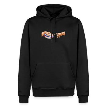 Rugby Michelangelo "Wenn Rugby Einfach Wäre Rugby - Männer Premium Bio Hoodie - Schwarz - Vorne - Nico (187cm)