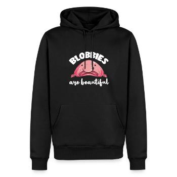Poisson blob - Sweat à capuche Premium bio Homme - noir - Devant - Nico (187cm)