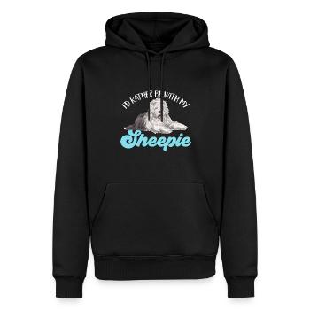 Vieux chien de berger anglais Sheepie Bobtail - Sweat à capuche Premium bio Homme - noir - Devant - Nico (187cm)