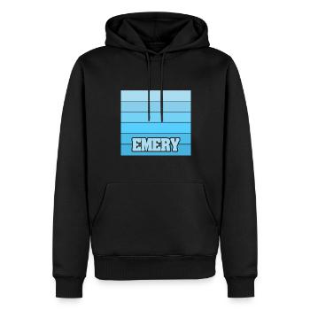 Emery comme nom de femme - Sweat à capuche Premium bio Homme - noir - Devant - Nico (187cm)