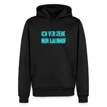 Je ne comprends que la gare - Sweat à capuche Premium bio Homme - noir - Devant - Nico (187cm)