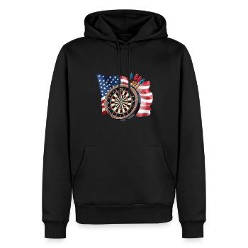 Joueur de fléchettes usa drapeau lancer fléchette patriotique - Sweat à capuche Premium bio Homme - noir - Devant - Nico (187cm)