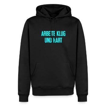 Arbeite Klug Und Hart – Erfolgs-Motto für Macher - Männer Premium Bio Hoodie - Schwarz - Vorne - Nico (187cm)