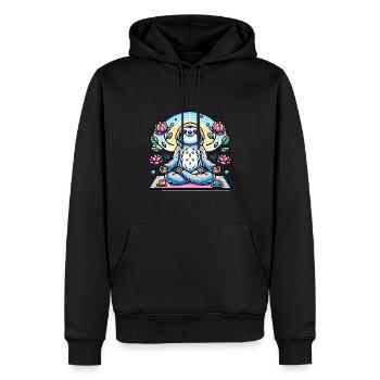 Méditer la paresse avec des fleurs et du thé - Sweat à capuche Premium bio Homme - noir - Devant - Nico (187cm)