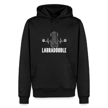 Labradoodle Dog - Men’s Premium Organic Hoodie - black - Front - Nico (187cm)