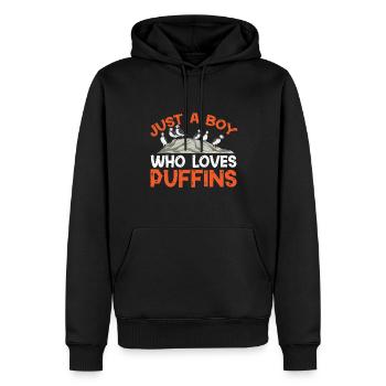 puffin puffin auke birds Lunde - Men’s Premium Organic Hoodie - black - Front - Nico (187cm)