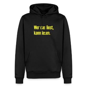 If you read this, you can read. - Men’s Premium Organic Hoodie - black - Front - Nico (187cm)