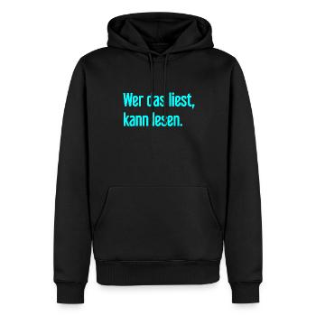 Wer das liest, kann lesen. - Männer Premium Bio Hoodie - Schwarz - Vorne - Nico (187cm)