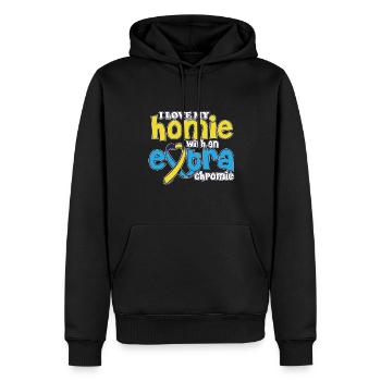 Love My With An Extra Chromie Down Syndrome - Männer Premium Bio Hoodie - Schwarz - Vorne - Nico (187cm)
