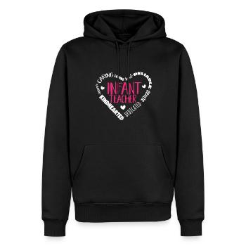 Enseignante de maternelle Éducatrice de centre de garde - Sweat à capuche Premium bio Homme - noir - Devant - Nico (187cm)