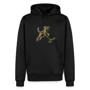 Hunde Labrador Eishockeyspieler Silhouette - Männer Premium Bio Hoodie - Schwarz - Vorne - Nico (187cm)