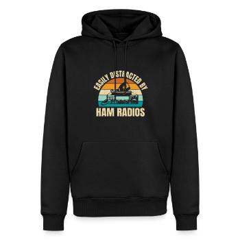 Rétro facilement distrait par les radios amateurs vintage Amat - Sweat à capuche Premium bio Homme - noir - Devant - Nico (187cm)