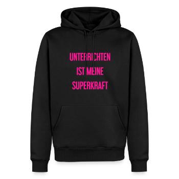 Unterrichten - Meine Superkraft! - Männer Premium Bio Hoodie - Schwarz - Vorne - Nico (187cm)