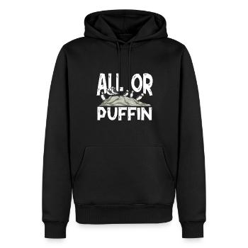 macareux macareux moines oiseaux Lunde - Sweat à capuche Premium bio Homme - noir - Devant - Nico (187cm)