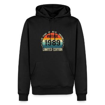 Vintage 1989 35 Years Old 39th Birthday Limited - Sweat à capuche Premium bio Homme - noir - Devant - Nico (187cm)