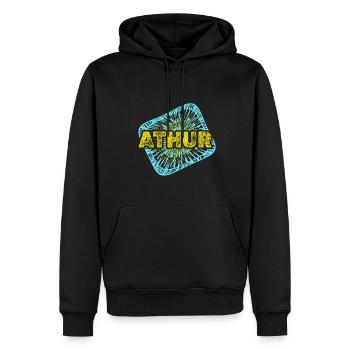 Loisirs Athur - Sweat à capuche Premium bio Homme - noir - Devant - Nico (187cm)
