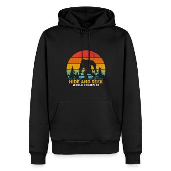 Hide and Seek World Champion Bigfoot Wanderer - Men’s Premium Organic Hoodie - black - Front - Nico (187cm)
