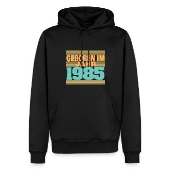 1985 - Männer Premium Bio Hoodie - Schwarz - Vorne - Nico (187cm)
