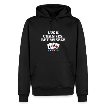 La chance change De pari à bon escient Jeu de poker - Sweat à capuche Premium bio Homme - noir - Devant - Nico (187cm)