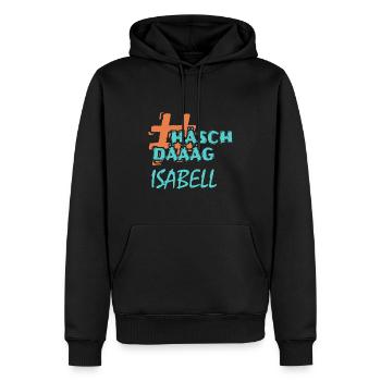 isabell - Männer Premium Bio Hoodie - Schwarz - Vorne - Nico (187cm)