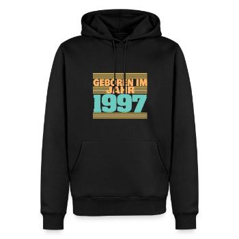 1997 - Männer Premium Bio Hoodie - Schwarz - Vorne - Nico (187cm)