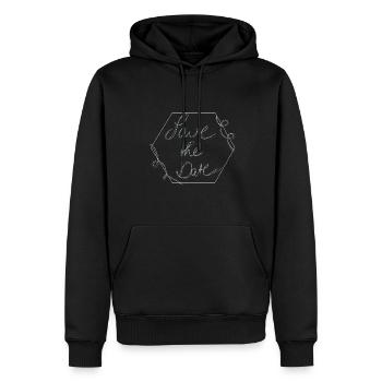 Save The Date Calligraphie Minimalisme - Sweat à capuche Premium bio Homme - noir - Devant - Nico (187cm)
