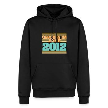 Jahrgang 2012 - Männer Premium Bio Hoodie - Schwarz - Vorne - Nico (187cm)