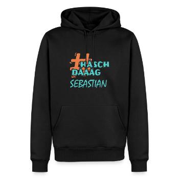 Vorname Sebastian - Männer Premium Bio Hoodie - Schwarz - Vorne - Nico (187cm)