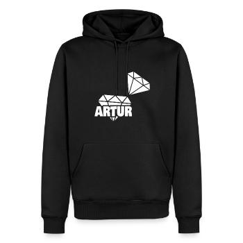 Artur als Kostbar - Männer Premium Bio Hoodie - Schwarz - Vorne - Nico (187cm)