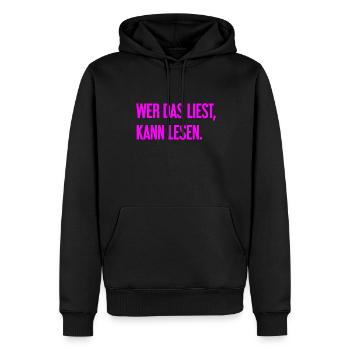 If you read this, you can read. - Men’s Premium Organic Hoodie - black - Front - Nico (187cm)