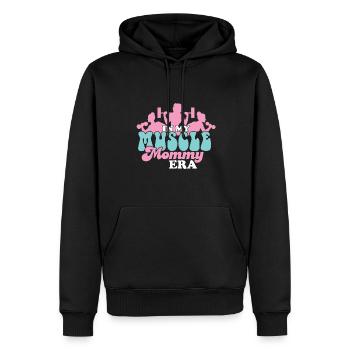 Dans mon ère de maman musclée Entraîneur personnel maman - Sweat à capuche Premium bio Homme - noir - Devant - Nico (187cm)